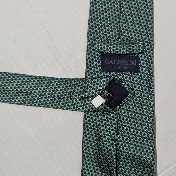 GAL JIENI 1969 Made In Italy Blue Yellow Woven Tie - Picture 4 of 6